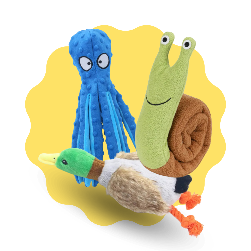 Pack Peluches <br> Pato, Caracol y Pulpo