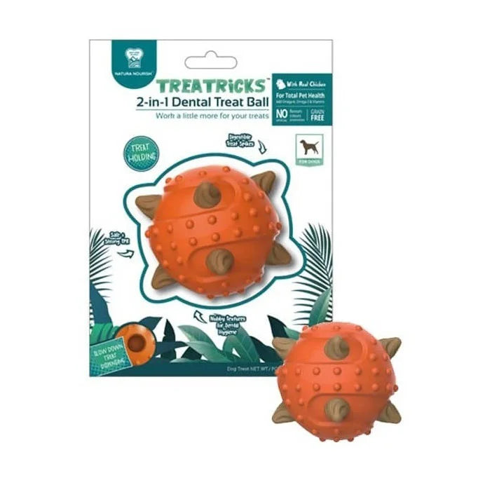 Pet Treat 2 en 1 Juguete y snack <br> Trea Tricks Pelota